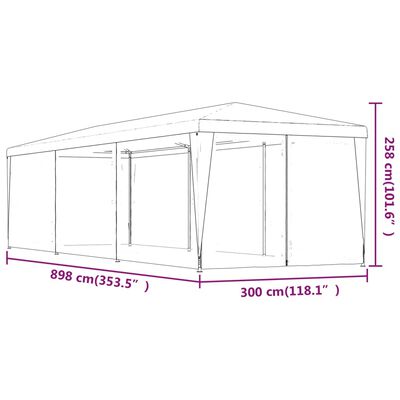 vidaXL Proginė palapinė su 8 sienomis, antracito, 3x9m, HDPE