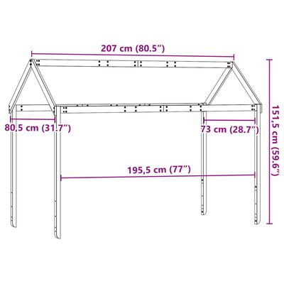 vidaXL Vaikiškos lovos stogas, baltas, 207x80,5x151,5cm, pušis