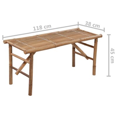 vidaXL Sulankstomas sodo suoliukas su pagalvėle, 118cm, bambukas