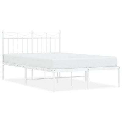 vidaXL Metalinis lovos rėmas su galvūgaliu, baltos spalvos, 120x200cm