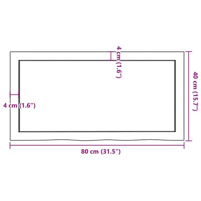 vidaXL Stalviršis, šviesiai rudas, 80x40x(2-6) cm, medienos masyvas