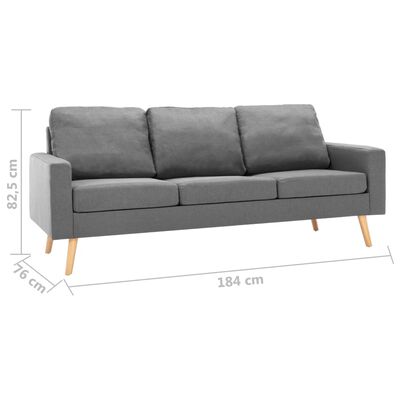 vidaXL Trivietė sofa, šviesiai pilkos spalvos, audinys