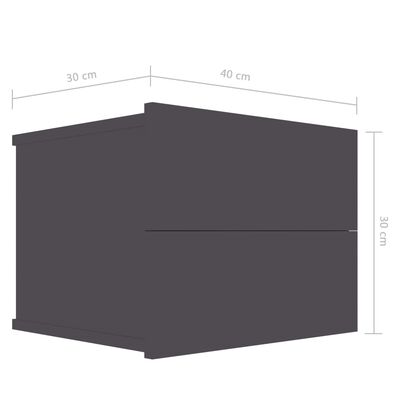 vidaXL Naktinė spintelė, pilkos spalvos, 40x30x30cm, MDP