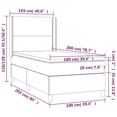 vidaXL Lova su spyruoklėmis/čiužiniu/LED, juoda 100x200cm dirbtinė oda