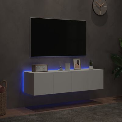 vidaXL Sieninės TV spintelės su LED, 2vnt., baltos, 60x35x31cm