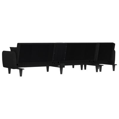 vidaXL L formos sofa-lova, juodos spalvos, 275x140x70cm, audinys