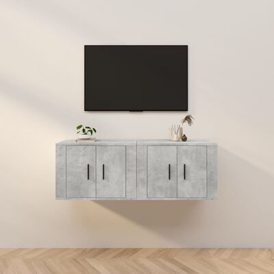 vidaXL Sieninės TV spintelės, 2vnt., betono pilkos, 57x34,5x40cm