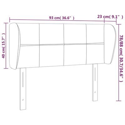 vidaXL Galvūgalis su auselėmis, tamsiai rudos,93x23x78/88cm, audinys