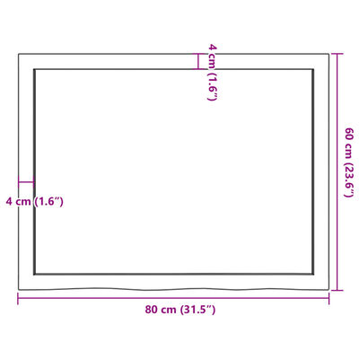 vidaXL Vonios stalviršis, tamsiai rudas, 80x60x(2-6)cm, mediena