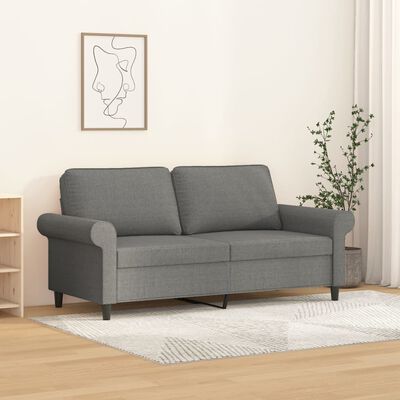 vidaXL Dvivietė sofa, tamsiai pilkos spalvos, 140cm, audinys