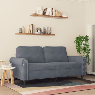 vidaXL Dvivietė sofa, tamsiai pilkos spalvos, 140cm, aksomas