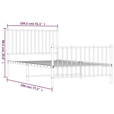 vidaXL Lovos rėmas su galvūgaliu/kojūgaliu, juodas, 100x190cm, metalas