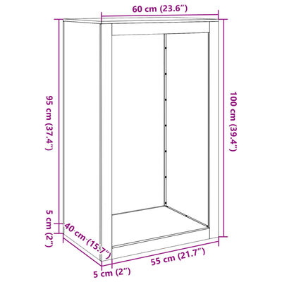 vidaXL Stovas malkoms, juodos spalvos, 60x40x100cm, plienas