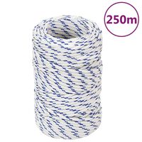 vidaXL Valties virvė, baltos spalvos, 2mm, 250m, polipropilenas