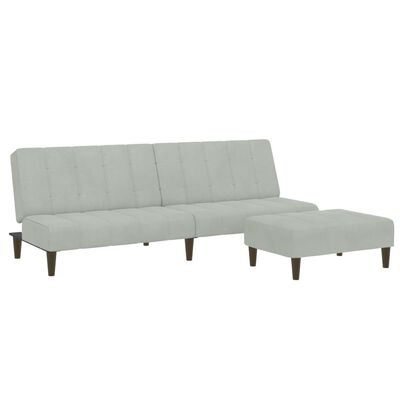 vidaXL Dvivietė sofa-lova su pakoja, šviesiai pilkos spalvos, aksomas