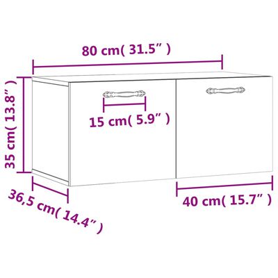 vidaXL Sieninė spintelė, juoda, 80x36,5x35cm, apdirbta mediena