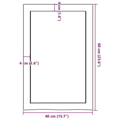 vidaXL Vonios stalviršis, šviesiai rudas, 40x60x(2-6) cm, mediena