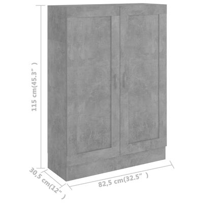 vidaXL Spintelė knygoms, betono pilka, 82,5x30,5x115cm, mediena