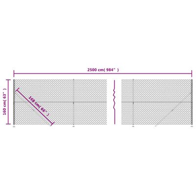 vidaXL Tinklinė tvora su flanšais, sidabrinės spalvos, 1,6x25m