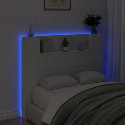 vidaXL Galvūgalis-spintelė su LED, baltos spalvos, 120x16,5x103,5cm