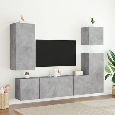 vidaXL Prie sienos montuojamos TV spintelės, 2vnt., betono, 80x30x41cm