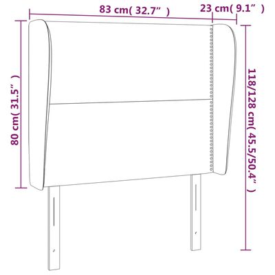 vidaXL Galvūgalis su auselėmis, juodas, 83x23x118/128cm, aksomas