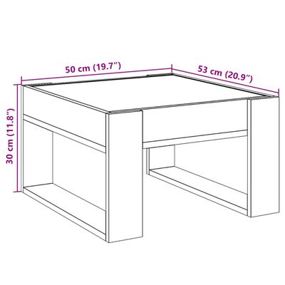 vidaXL Kavos staliukas su Infinity LED lemputėmis, pilkas, 50x53x30cm