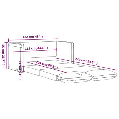 vidaXL Grindų sofa-lova, 2-1, mėlynos spalvos, 122x204x55cm, aksomas