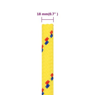 vidaXL Valties virvė, geltonos spalvos, 18mm, 100m, polipropilenas