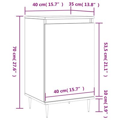 vidaXL Šoninės spintelės, 2vnt., juodos, 40x35x70cm, apdirbta mediena