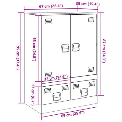 vidaXL Komoda, juodos spalvos, 67x39x95cm, plienas