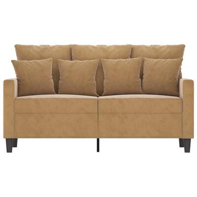 vidaXL Dvivietė sofa, rudos spalvos, 120cm, aksomas