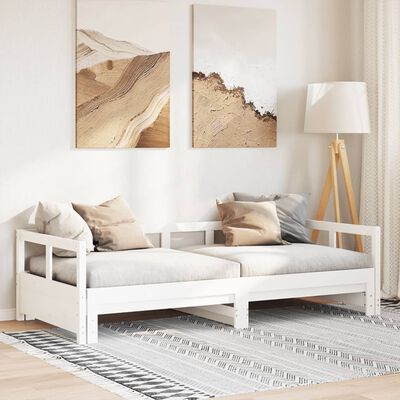 vidaXL Lova be čiužinio, balta, 80x200cm, pušies medienos masyvas