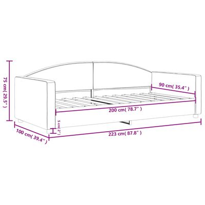 vidaXL Sofa, šviesiai pilkos spalvos, 90x200cm, audinys