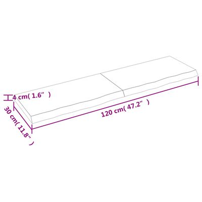 vidaXL Vonios stalviršis, šviesiai rudas, 120x30x(2-4)cm, mediena