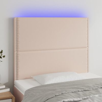 vidaXL Galvūgalis su LED, kapučino spalvos, 100x5x118/128cm