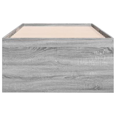 vidaXL Lova su stalčiais, pilka ąžuolo, 90x200cm, apdirbta mediena