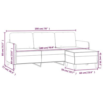 vidaXL Trivietė sofa su pakoja, tamsiai pilkos spalvos, 180cm, audinys