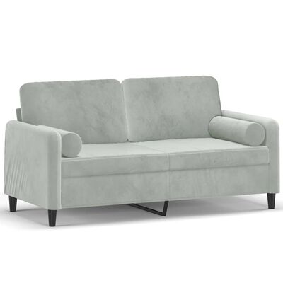 vidaXL Dvivietė sofa su pagalvėlėmis, šviesiai pilka, 140cm, aksomas