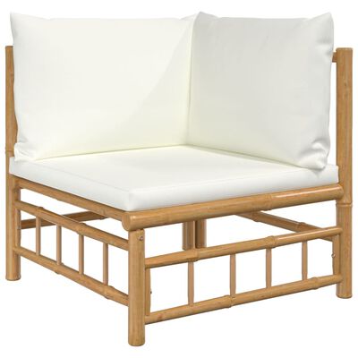 vidaXL Sodo komplektas su kreminėmis pagalvėlėmis, 9 dalių, bambukas
