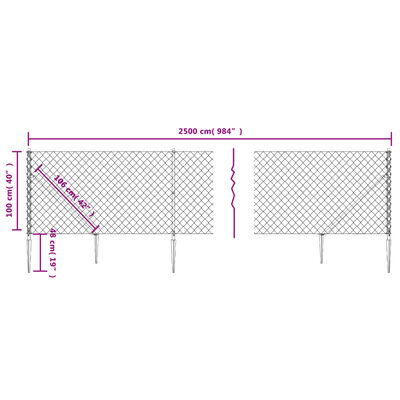 vidaXL Tinklinė tvora su smaigais, žalios spalvos, 1x25m