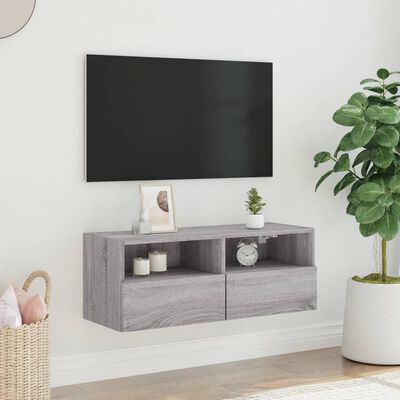 vidaXL Sieninė TV spintelė, pilka ąžuolo, 80x30x30cm, apdirbta mediena