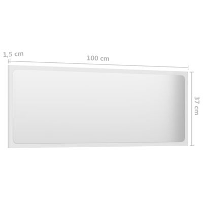 vidaXL Vonios kambario veidrodis, baltas, 100x1,5x37cm, mediena