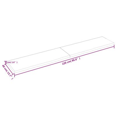 vidaXL Vonios stalviršis, tamsiai rudas, 220x40x(2–4)cm, mediena