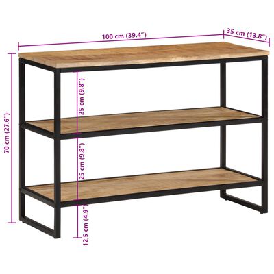 vidaXL Konsolinis staliukas, 100x35x70cm, neapdorota mango mediena