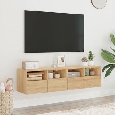 vidaXL Sieninės TV spintelės, 2vnt., ąžuolo, 60x30x30cm, mediena