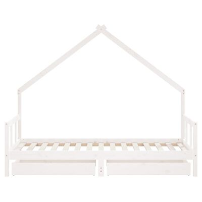 vidaXL Vaikiškos lovos rėmas su stalčiais, baltas, 90x190cm, pušis