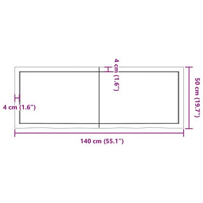 vidaXL Vonios stalviršis, tamsiai rudas, 140x50x(2-6)cm, mediena