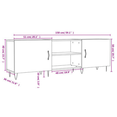 vidaXL Televizoriaus spintelė, juoda, 150x30x50cm, apdirbta mediena