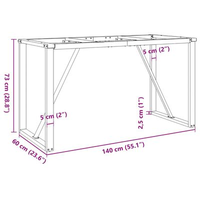 vidaXL Valgomojo stalo kojos, 140x60x73cm, ketus, O formos rėmas